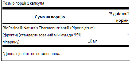 Біоперин, Bioperine 10 mg - 60caps 2022-10-0204 фото