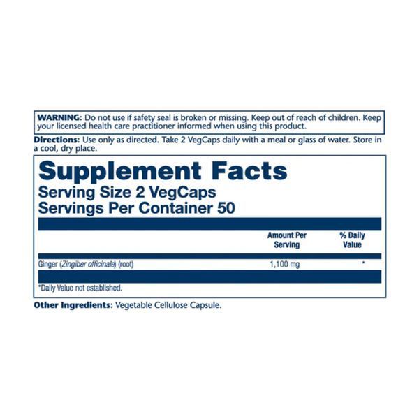 Корінь імбиру, Ginger Root 1100mg (2 serv. of 550mg) - 100 vcaps 2023-10-3010 фото