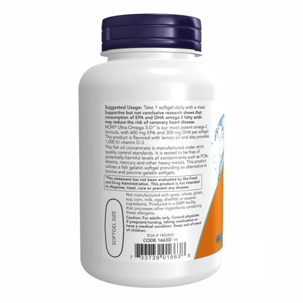 Омега-3 з вітаміном D-3, Ultra Omega 3-D Softgels - 90 fsg 2022-10-0058 фото