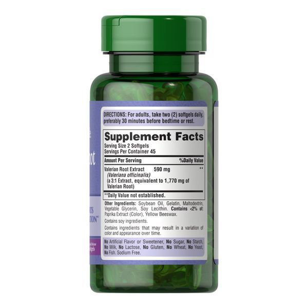 Екстракт кореня валеріани, Valerian Root Extract - 90 softgels 2022-10-2930 фото