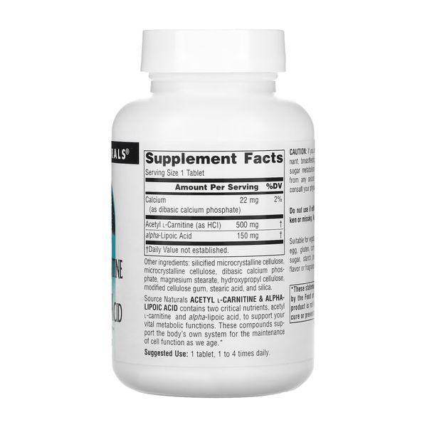 Ацетил Л-карнитин с Альфа-липоевой кислотой, Acetyl L-Carnitine & Alpha-Lipoic Acid 650mg - 60 tabs 2023-10-3581 фото