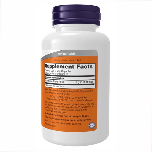 Л Пролін, L-Proline 500mg - 120 vcaps (До 04.27) 2024-11-0909 фото