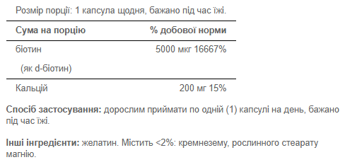 Biotin 5000 mcg - 60 caps 100-56-9081259-20 фото