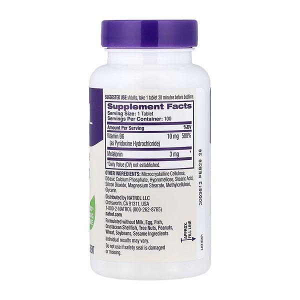 Мелатонін, Melatonin 3mg - 100 tabs 2023-10-6233 фото