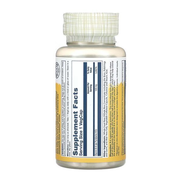 Витамин Б6, Vitamin B-6 Timed-Release 100mg - 60 vcaps 2023-10-6423 фото