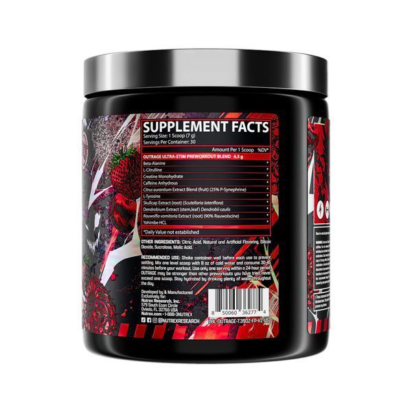 Outrage High‑Stim Pre‑Workout - 30 servings Fruit Punch 2023-10-6536 фото