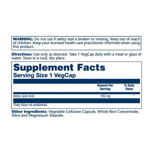 Альфа-ліпоєва кислота, Alpha Lipoic Acid 250mg - 60 vcaps 2023-10-2399 фото