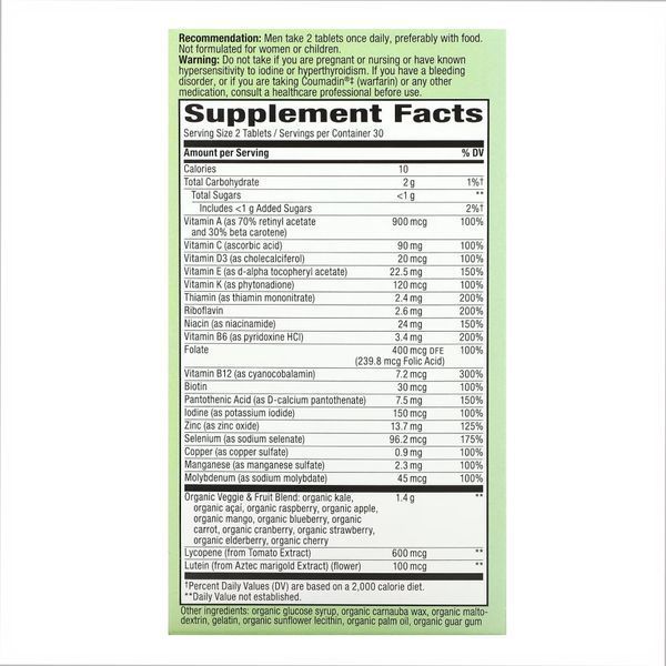 Мультивітаміни для чоловіків, Alive Organic Garden Goodness Men - 60 tabs 2022-10-1042 фото