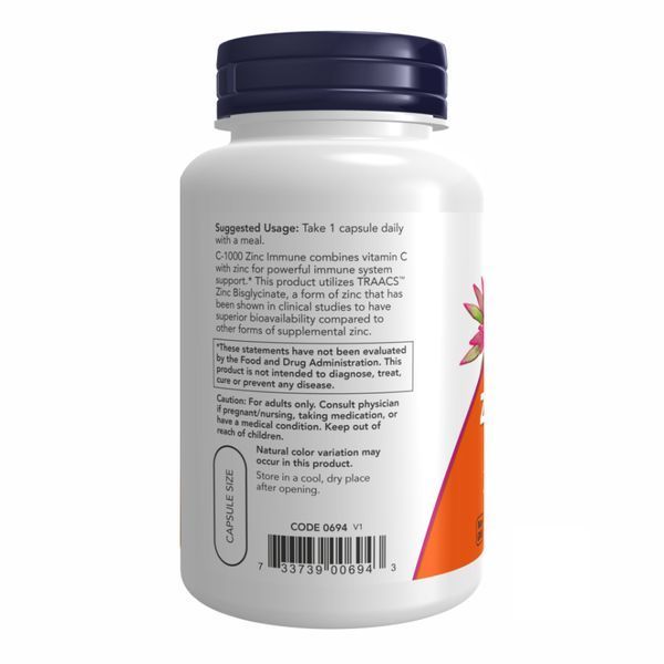 Вітамін C та цинк, C-1000 Zinc Immune - 90 vcaps 2022-10-0017 фото