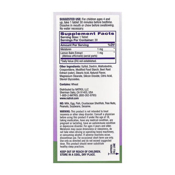 Мелатонін для дітей, Kids Melatonin 1mg - 30 tabs 2023-10-6237 фото