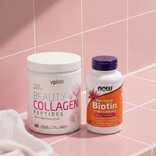 Красота изнутри Glow эффект, Biotin 10mg (10,000mcg) 120 caps + Beauty Collagen Peptides 150g 2023-10-7929 фото