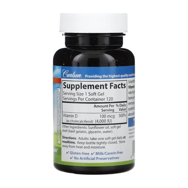 Vitamin D 4000 IU - 120 softgels 2023-10-4557 фото