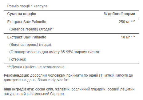 Екстракт Со Пальметто, Saw Palmetto Extract - 90 Softgels 100-22-8345577-20 фото