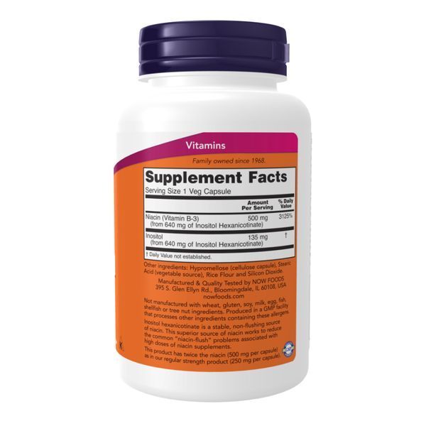 Ниацин, Niacin Flush-Free Double Strength 500 mg - 180 vcaps 2023-10-2500 фото