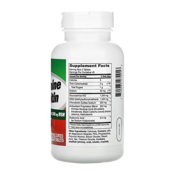 Глюкозамін Хондроїтин МСМ, Glucosamine Chondroitin Advanced + MSM - 120 tabs 2023-10-7064 фото