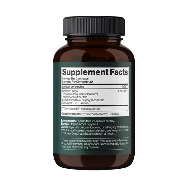 Чага, Chaga Mushroom 1000 mg - 60 vegcaps 2023-10-4388 фото
