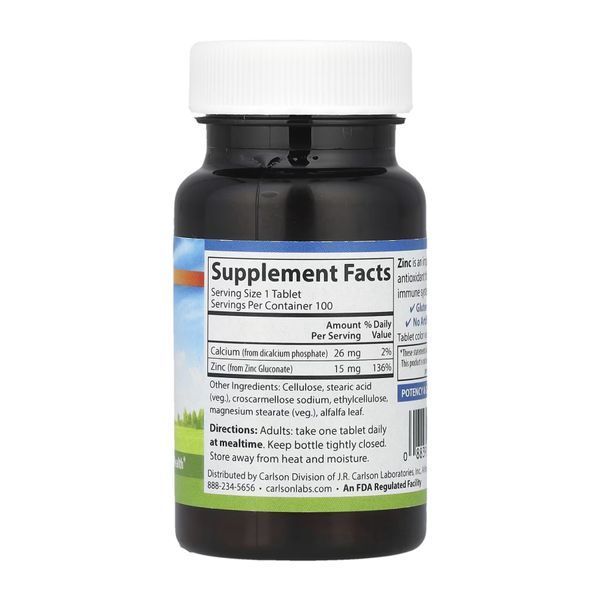 Цинк, Zinc 15mg - 100 tabs 2023-10-4567 фото