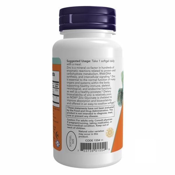 Цинк Гліцинат, Zinc Glycinate 30mg - 120 sgels 2022-10-0048 фото