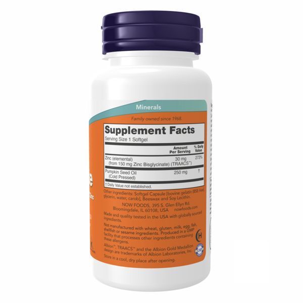 Цинк Гліцинат, Zinc Glycinate 30mg - 120 sgels 2022-10-0048 фото