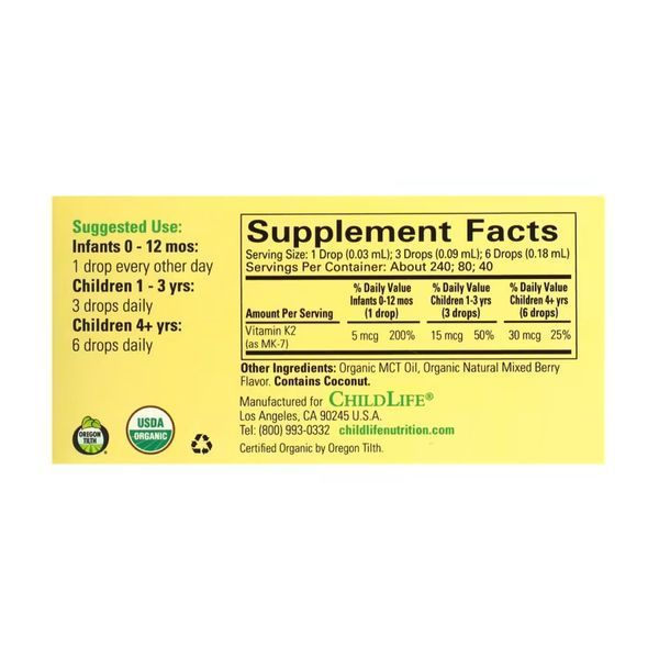 Органический витамин К2, Organic Vitamin K2 Liquid - 7.5ml Natural Berry 2023-10-3717 фото