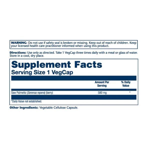 Со пальметто, Saw Palmetto Berry 580mg - 100 vcaps 2023-10-2380 фото