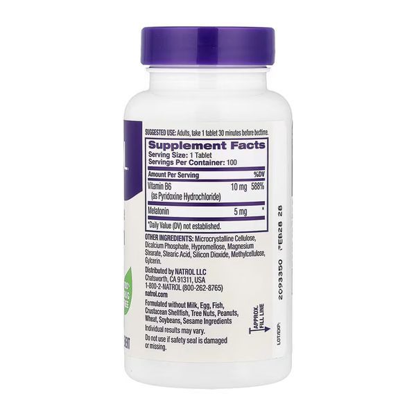 Мелатонин, Melatonin 5mg - 100 tabs 2023-10-6217 фото