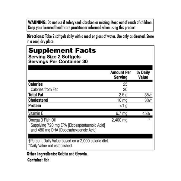 Омега, Omega-3 720 EPA / 480 DHA - 60 softgels 2024-11-0715 фото