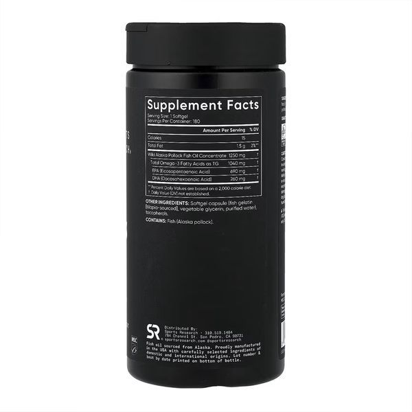 Риб'ячий жир, Sport Research Omega-3 Fish Oil Alaska 1250mg - 180 софтгелів 2023-10-4008 фото