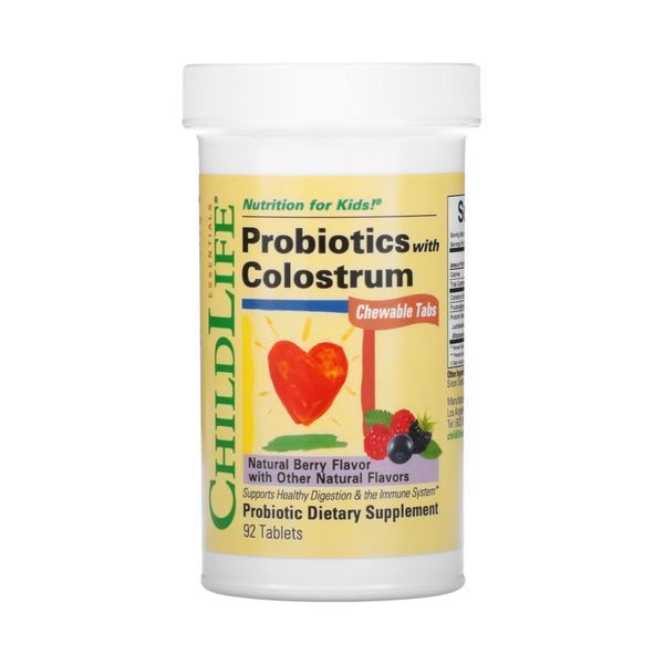Пробітики для дітей з колострумом, Probiotics with Colostrum Chewable - 90 tabs Natural Berry 2023-10-3471 фото