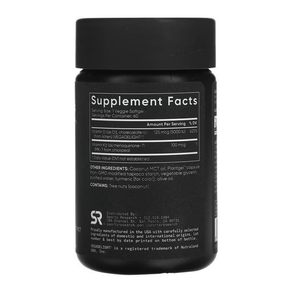 Д3 і К2, Vegan D3 5000iu + Vitamin K2 100mcg - 60 softgels 2023-10-4010 фото