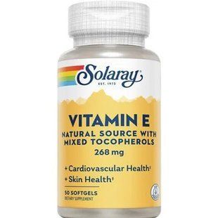 Витамин Е с токоферолами, Vitamin E d-Alpha Tocopherol 268mg - 50 softgels 2023-10-2382 фото