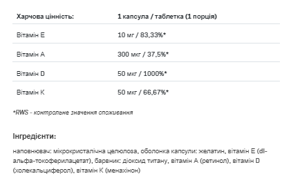 Вітамінний комплекс, Vitamin ADEK Complex - 60caps 100-46-8950761-20 фото
