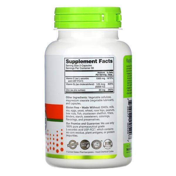 Комплекс витаминов и минералов, Vitamin C+D3 & Zinc - 100 caps 2022-10-3008 фото