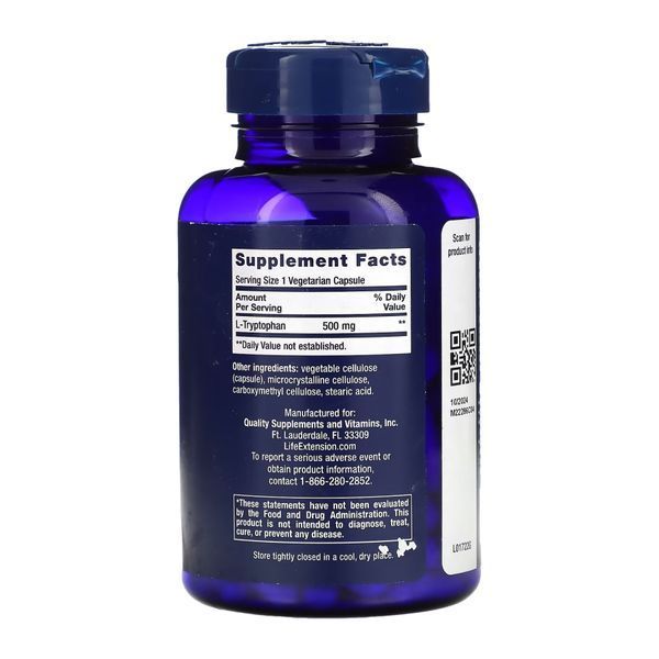 L-Триптофан, L-Tryptophan 500mg - 90 vcaps 2022-10-1909 фото
