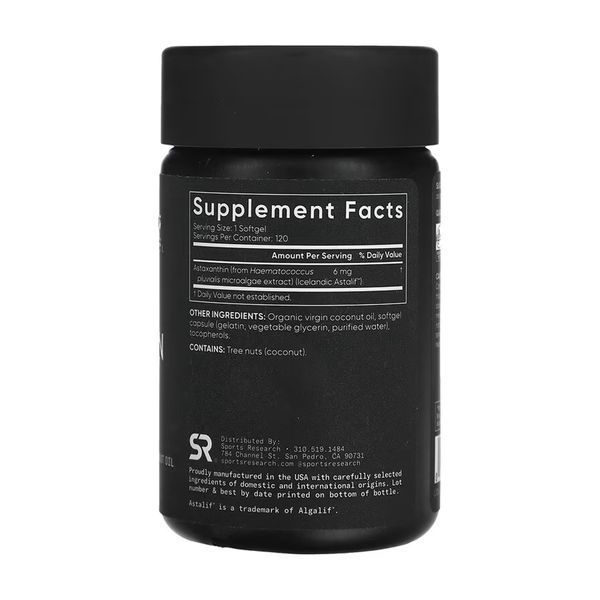 Астаксантин 6мг Sport Research (Astaxanthin) &mdash; 120 софтгелів 2023-10-6183 фото