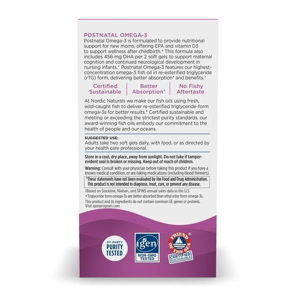 Омега-3 для кормящих женщин, Postnatal Omega-3 - 60 softgels 2023-10-5966 фото