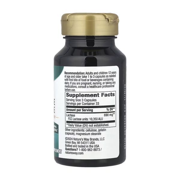 Ензим для засвоєння молочних продуктів Лактаза Nature's Way (Lactase Enzyme) &mdash; 100 капсул 2023-10-6388 фото