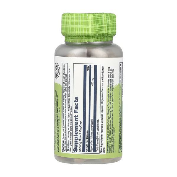 Кора В'яза Іржавого, Slippery Elm Bark 400mg - 100 vcaps 2023-10-6729 фото