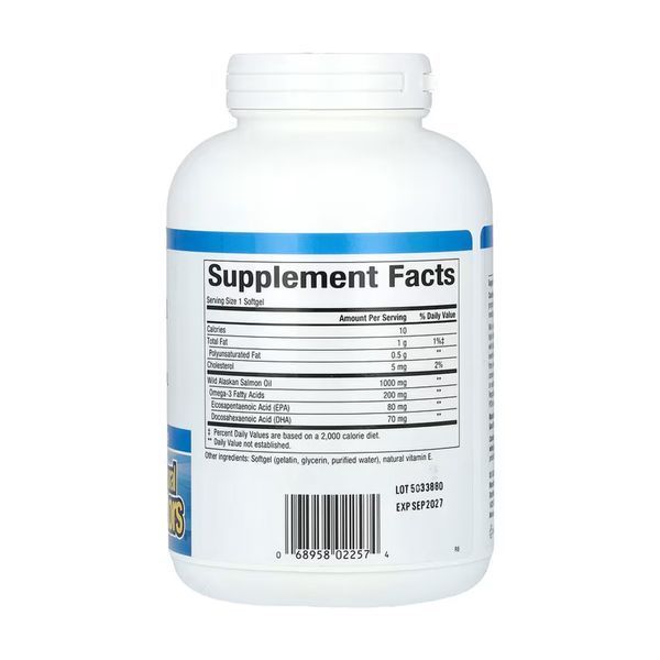 Жир дикого аляскинського лосося, Wild Alaskan Salmon Oil 1000mg - 180 softgels 2023-10-5746 фото