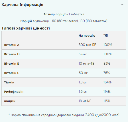 Вітамінний комплекс, Daily Vitamins - 180tabs 100-97-9444886-20 фото