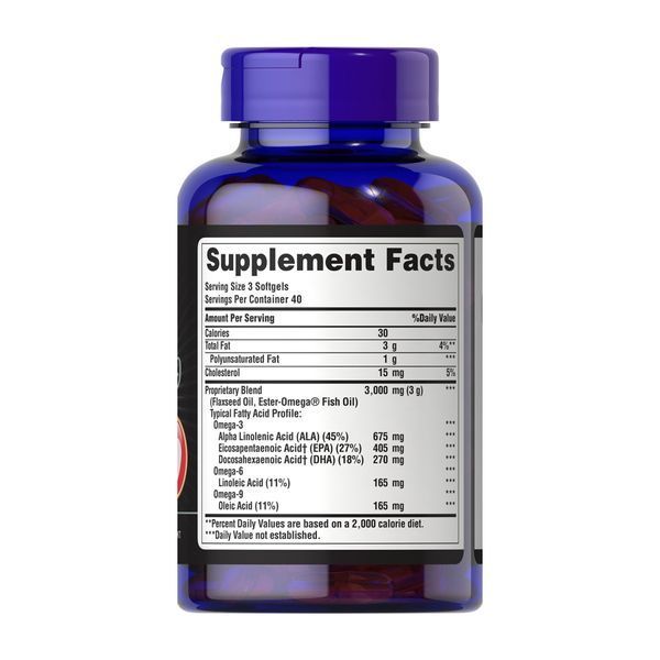 Комплекс жирних кислот, Triple Omega 3-6-9 Fish & Flax Oils - 120 softgels 2023-10-7007 фото