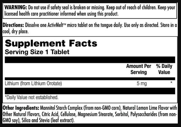 Оротат лития 5 мг KAL Lithium Orotate Lemon Lime &mdash; 90 таблеток | ⏳ Срок годности до 01.2027 2024-11-0645 фото
