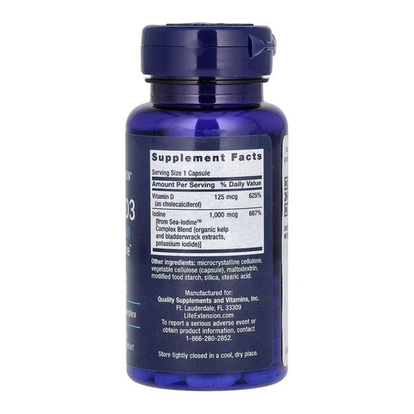 Витамин Д3 5000 IU с морским йодом, Vit D3 with Sea-Iodine&trade; 125 mcg (5000 IU) - 60 caps 2022-10-1914 фото