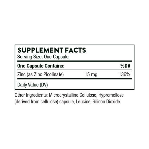 Цинк пиколинат 15 мг, Thorne Zinc Picolinate 15 mg - 60 caps 2023-10-3062 фото