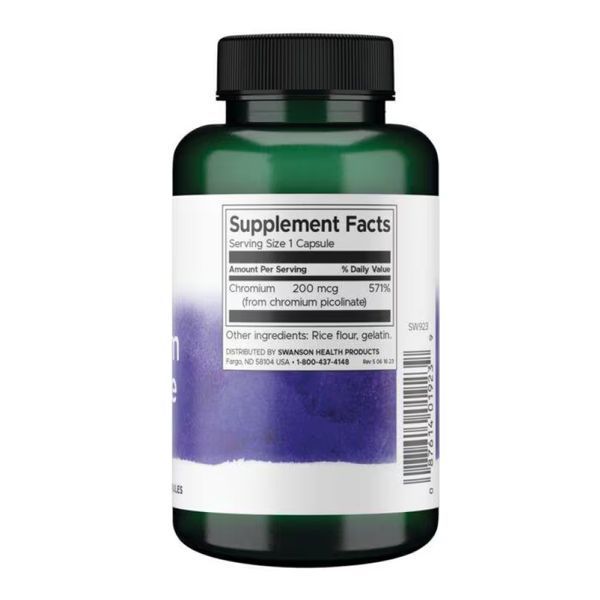 Хром Піколінат, Chromium Picolinate 200mcg - 200 сaps 100-43-2938179-20 фото