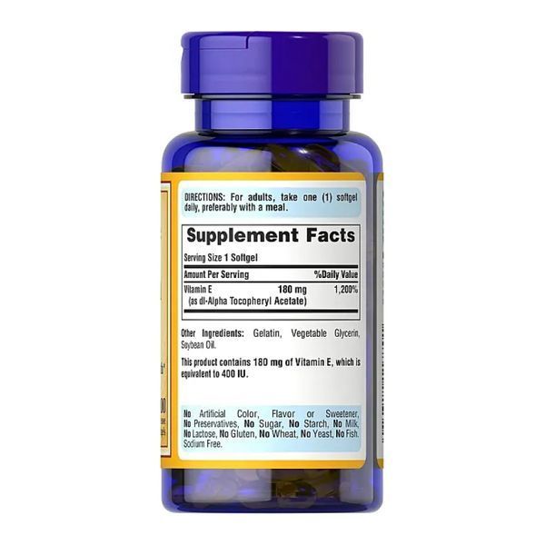 Вітамін Е, Vitamin E-180mg 400 IU - 100 softgels 100-94-2327453-20 фото