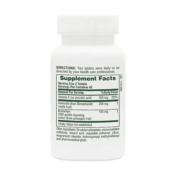Кверцетин с витамином C и бромелаином, Quercetin + VIT C Bromelain - 90 tabs 2023-10-5225 фото