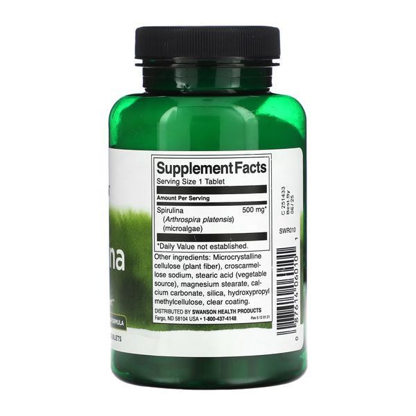 Спіруліна, Spirulina 500mg - 180 tabs 2023-10-4060 фото