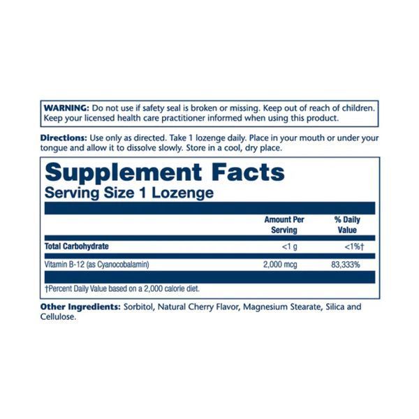 Витамин Б12, Vitamin B-12 2000mcg - 90 lozenges Natural Cherry 2023-10-2387 фото
