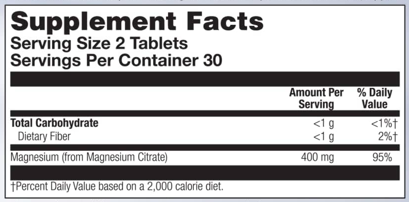 Магній Цитрат, Magnesium Citrate 400mg - 60 tabs 2022-10-1008 фото